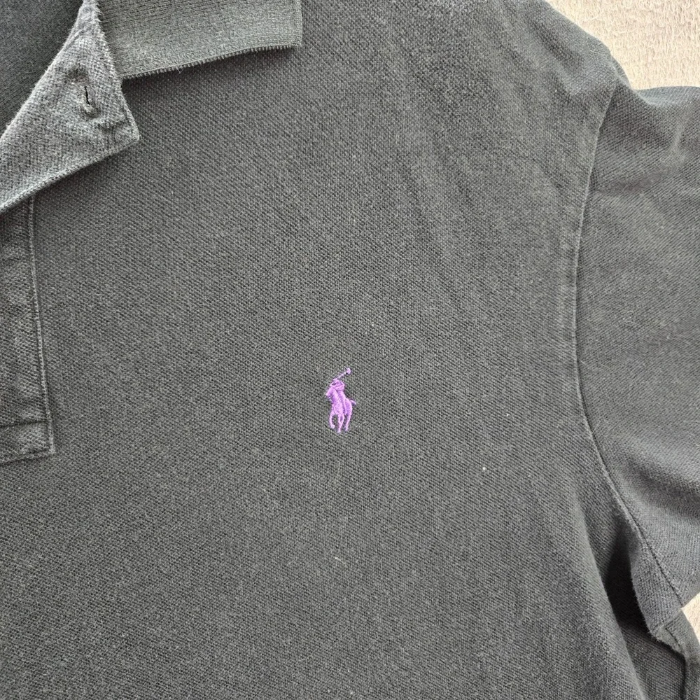 VINTAGE Polo Ralph Lauren Men Polo Shirt 1XL Big Black‎ Logo Embroidered Rugby